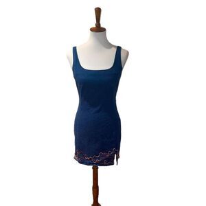 VTG Denim blue jean scoop neck mini dress small 4